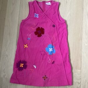 Hanna Andersson Jumper Corduroy Embroidered Floral Dress  Sz: 6/7